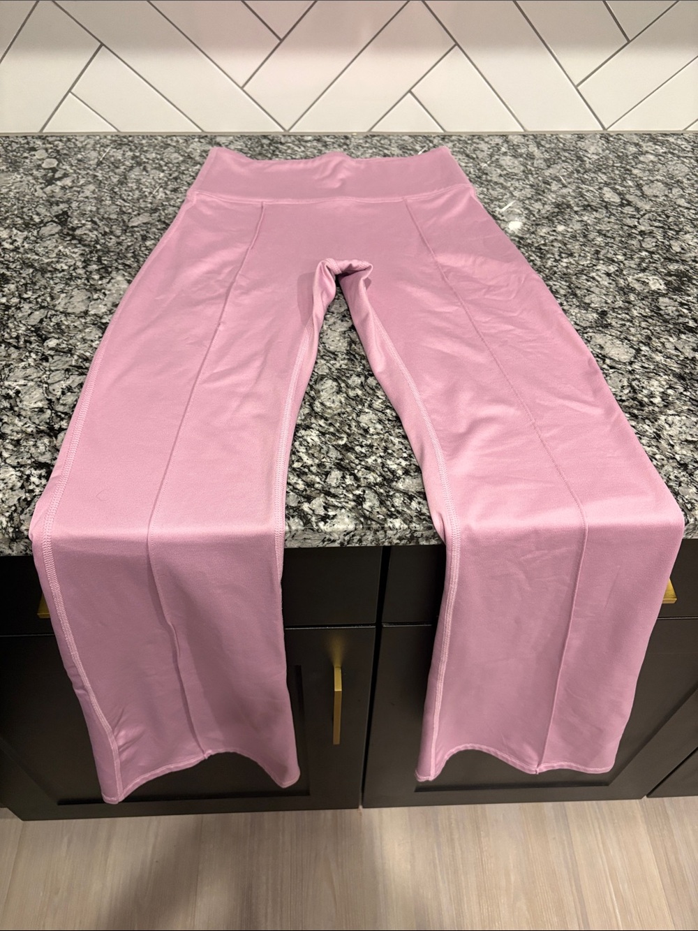 Mauve Pink High-Waist Flare Leggings